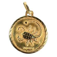 Load image into Gallery viewer, French Scorpio Starsign Zodiac 18K Yellow Gold Charm Medal Pendant