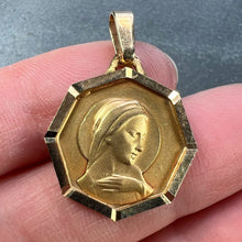 Load image into Gallery viewer, French Virgin Mary Octagonal 18K Yellow Gold Medal Charm Pendant