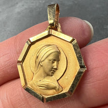 Load image into Gallery viewer, French Virgin Mary Octagonal 18K Yellow Gold Medal Charm Pendant