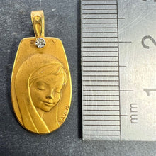 Load image into Gallery viewer, French Augis Virgin Mary 18K Yellow Gold Diamond Religious Medal Pendant