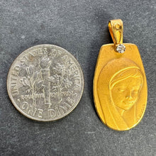 Load image into Gallery viewer, French Augis Virgin Mary 18K Yellow Gold Diamond Religious Medal Pendant