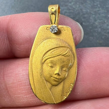Load image into Gallery viewer, French Augis Virgin Mary 18K Yellow Gold Diamond Religious Medal Pendant