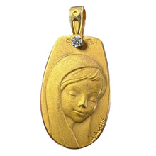 Load image into Gallery viewer, French Augis Virgin Mary 18K Yellow Gold Diamond Religious Medal Pendant