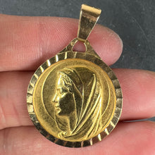 Load image into Gallery viewer, Large French 18K Yellow Gold Virgin Mary Charm Pendant Medal