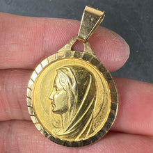 Load image into Gallery viewer, Large French 18K Yellow Gold Virgin Mary Charm Pendant Medal