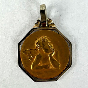 French Raphael’s Cherub 18K Yellow White Gold Charm Pendant