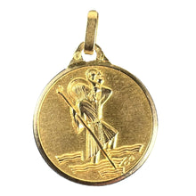 Load image into Gallery viewer, Vintage French Saint Christopher 18K Yellow Gold Charm Pendant Medal