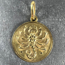 Load image into Gallery viewer, Italian Scorpio Starsign Zodiac 18K Yellow Gold Charm Medal Pendant