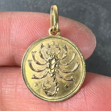 Load image into Gallery viewer, Italian Scorpio Starsign Zodiac 18K Yellow Gold Charm Medal Pendant