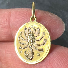 Load image into Gallery viewer, Italian Scorpio Starsign Zodiac 18K Yellow Gold Charm Medal Pendant