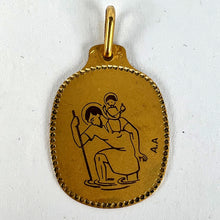 Load image into Gallery viewer, Augis French Saint Christopher 18K Yellow Gold Black Enamel Medal Pendant
