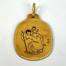 Load image into Gallery viewer, Augis French Saint Christopher 18K Yellow Gold Black Enamel Medal Pendant