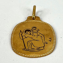 Load image into Gallery viewer, Augis French Saint Christopher 18K Yellow Gold Black Enamel Medal Pendant