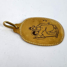 Load image into Gallery viewer, Augis French Saint Christopher 18K Yellow Gold Black Enamel Medal Pendant
