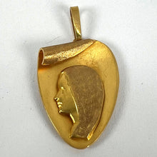 Load image into Gallery viewer, French Virgin Mary Heart Shaped 18K Yellow Gold Medal Pendant
