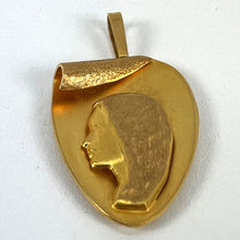 Load image into Gallery viewer, French Virgin Mary Heart Shaped 18K Yellow Gold Medal Pendant