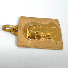 Load image into Gallery viewer, French Perroud Virgin Mary 18K Yellow Gold Rectangular Medal Pendant