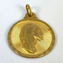 Load image into Gallery viewer, Vintage French Virgin Mary 18K Yellow Gold Sunburst Medal Pendant
