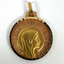 Load image into Gallery viewer, Vintage French Virgin Mary 18K Yellow Rose Gold Sunburst Medal Pendant