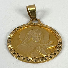 Load image into Gallery viewer, French Saint Therese 18K Yellow Gold Charm Medal Pendant