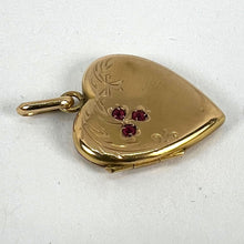 Load image into Gallery viewer, French 18K Yellow Gold Red Ruby Heart Locket Flower Charm Pendant