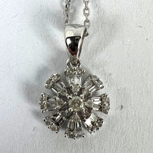 Load image into Gallery viewer, Diamond Flower 18K White Gold Charm Pendant Necklace