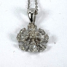 Load image into Gallery viewer, Diamond Flower 18K White Gold Charm Pendant Necklace