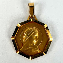 Load image into Gallery viewer, French Virgin Mary Octagonal 18K Yellow Gold Medal Charm Pendant