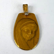Load image into Gallery viewer, French Augis Virgin Mary 18K Yellow Gold Diamond Religious Medal Pendant