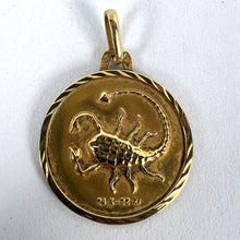 Load image into Gallery viewer, French Scorpio Starsign Zodiac 18K Yellow Gold Charm Medal Pendant