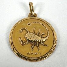 Load image into Gallery viewer, French Scorpio Starsign Zodiac 18K Yellow Gold Charm Medal Pendant