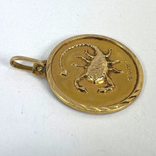 Load image into Gallery viewer, French Scorpio Starsign Zodiac 18K Yellow Gold Charm Medal Pendant