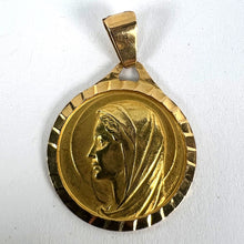 Load image into Gallery viewer, Large French 18K Yellow Gold Virgin Mary Charm Pendant Medal