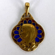Load image into Gallery viewer, French Virgin Mary Plique A Jour Enamel 18K Yellow Gold Charm Pendant