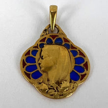 Load image into Gallery viewer, French Virgin Mary Plique A Jour Enamel 18K Yellow Gold Charm Pendant