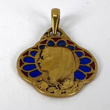 Load image into Gallery viewer, French Virgin Mary Plique A Jour Enamel 18K Yellow Gold Charm Pendant