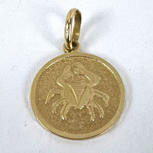 Load image into Gallery viewer, Cancer Starsign Zodiac 18K Yellow Gold Charm Medal Pendant