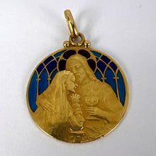 Load image into Gallery viewer, French Becker Holy Communion Plique-A-Jour Enamel 18K Yellow Gold Pendant Medal