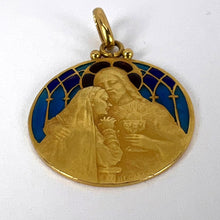 Load image into Gallery viewer, French Becker Holy Communion Plique-A-Jour Enamel 18K Yellow Gold Pendant Medal