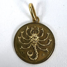 Load image into Gallery viewer, Italian Scorpio Starsign Zodiac 18K Yellow Gold Charm Medal Pendant
