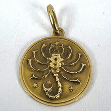 Load image into Gallery viewer, Italian Scorpio Starsign Zodiac 18K Yellow Gold Charm Medal Pendant