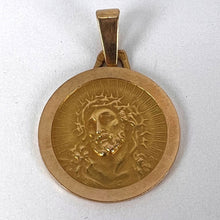 Load image into Gallery viewer, French 18K Yellow Gold Jesus Christ Crown of Thorns Medal Charm Pendant