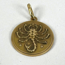 Load image into Gallery viewer, Italian Scorpio Starsign Zodiac 18K Yellow Gold Charm Medal Pendant