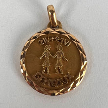 Load image into Gallery viewer, French Zodiac Gemini Starsign 18K Yellow Gold Charm Pendant