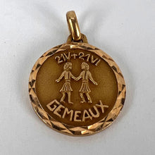 Load image into Gallery viewer, French Zodiac Gemini Starsign 18K Yellow Gold Charm Pendant