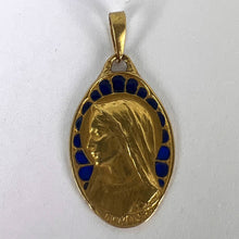 Load image into Gallery viewer, French Dropsy Virgin Mary Plique A Jour Enamel 18K Yellow Gold Pendant Medal
