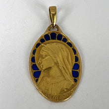 Load image into Gallery viewer, French Dropsy Virgin Mary Plique A Jour Enamel 18K Yellow Gold Pendant Medal