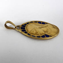 Load image into Gallery viewer, French Dropsy Virgin Mary Plique A Jour Enamel 18K Yellow Gold Pendant Medal