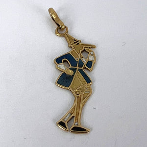 French Pinocchio 9 Karat Yellow Gold Enamel Charm Pendant