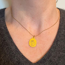 Load image into Gallery viewer, Augis French Saint Christopher 18K Yellow Gold Black Enamel Medal Pendant